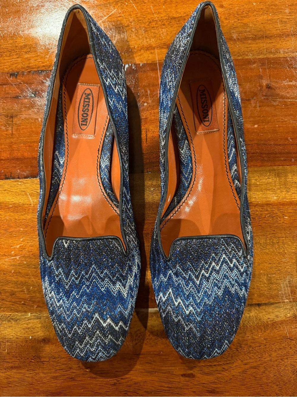 Missoni Blue Chevron Knit Loafers
